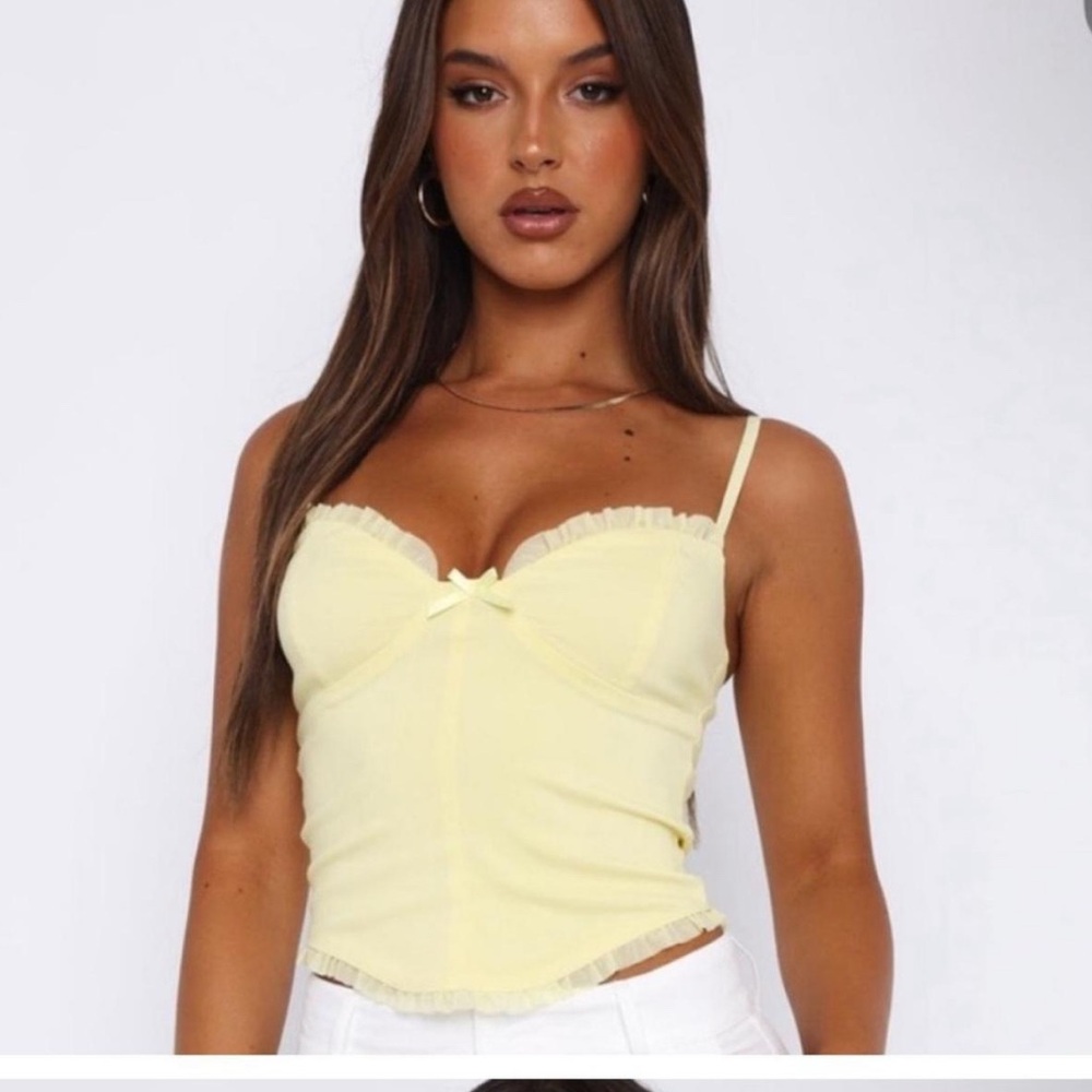 White Fox Boutique Yellow Bustier Tie Front Camisole